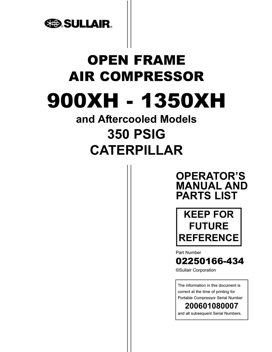 Sullair 900xh Operators Manual And Parts Lists Pdf Download Manualslib