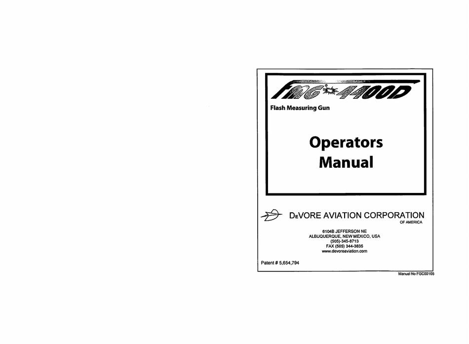 DEVORE AVIATION FMG 4400D OPERATOR