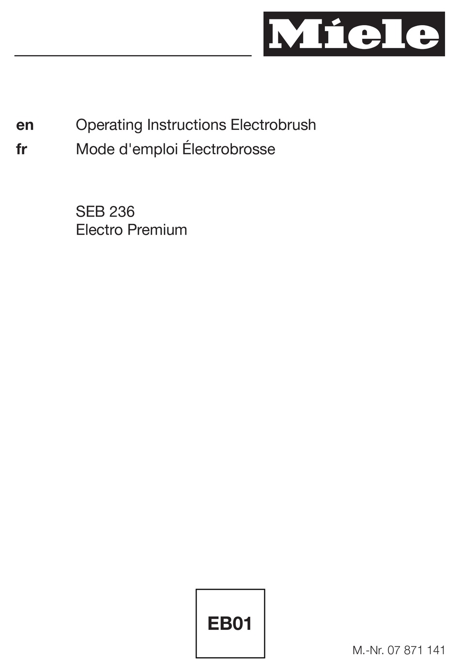 Miele Seb 236 Electro Premium Operating Instructions Manual Pdf Download Manualslib Miele Seb 236 Electro Premium Operating Instructions Manual Pdf Download Manualslib