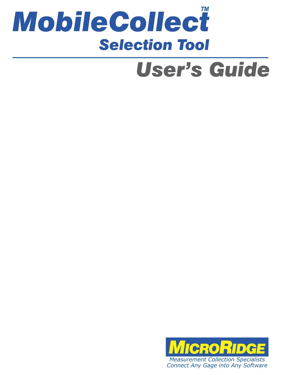 MICRORIDGE MOBILECOLLECT DIGITAL USER MANUAL Pdf Download ManualsLib