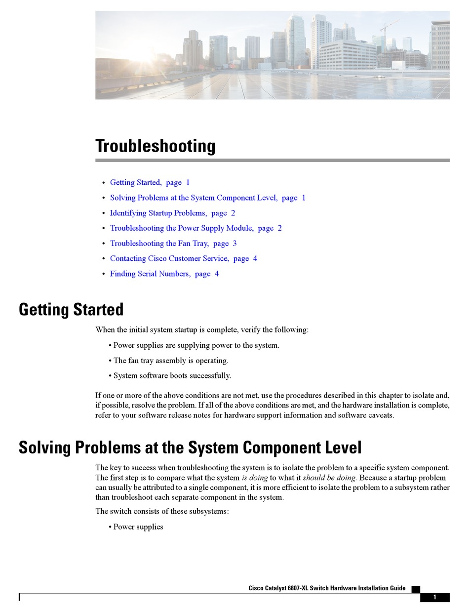 Cisco Catalyst 6807 Xl Troubleshooting Manual Pdf Download Manualslib