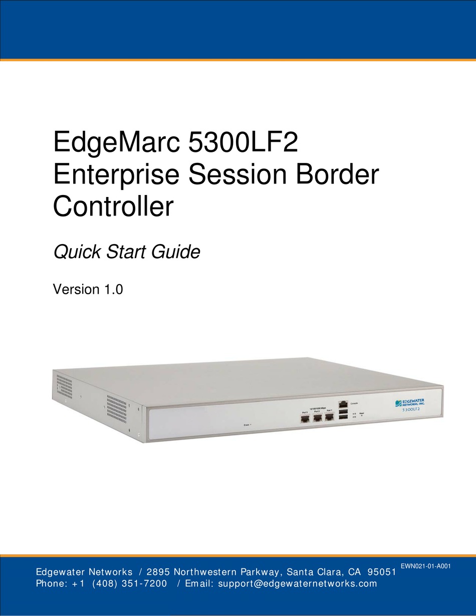 EDGEWATER NETWORKS EDGEMARC 5300LF2 QUICK START MANUAL Pdf Download