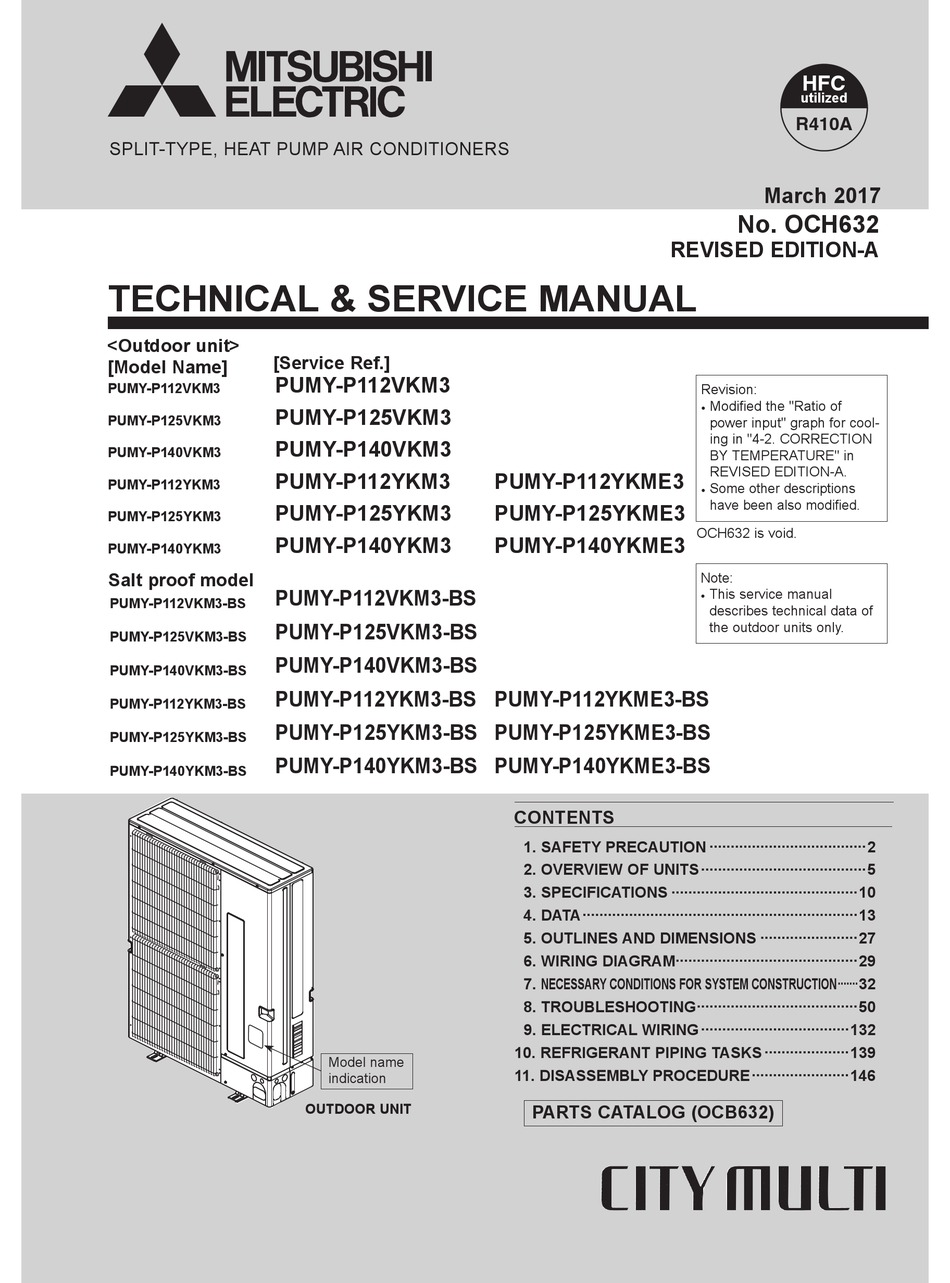 MITSUBISHI ELECTRIC PUMYP112VKM3 TECHNICAL & SERVICE