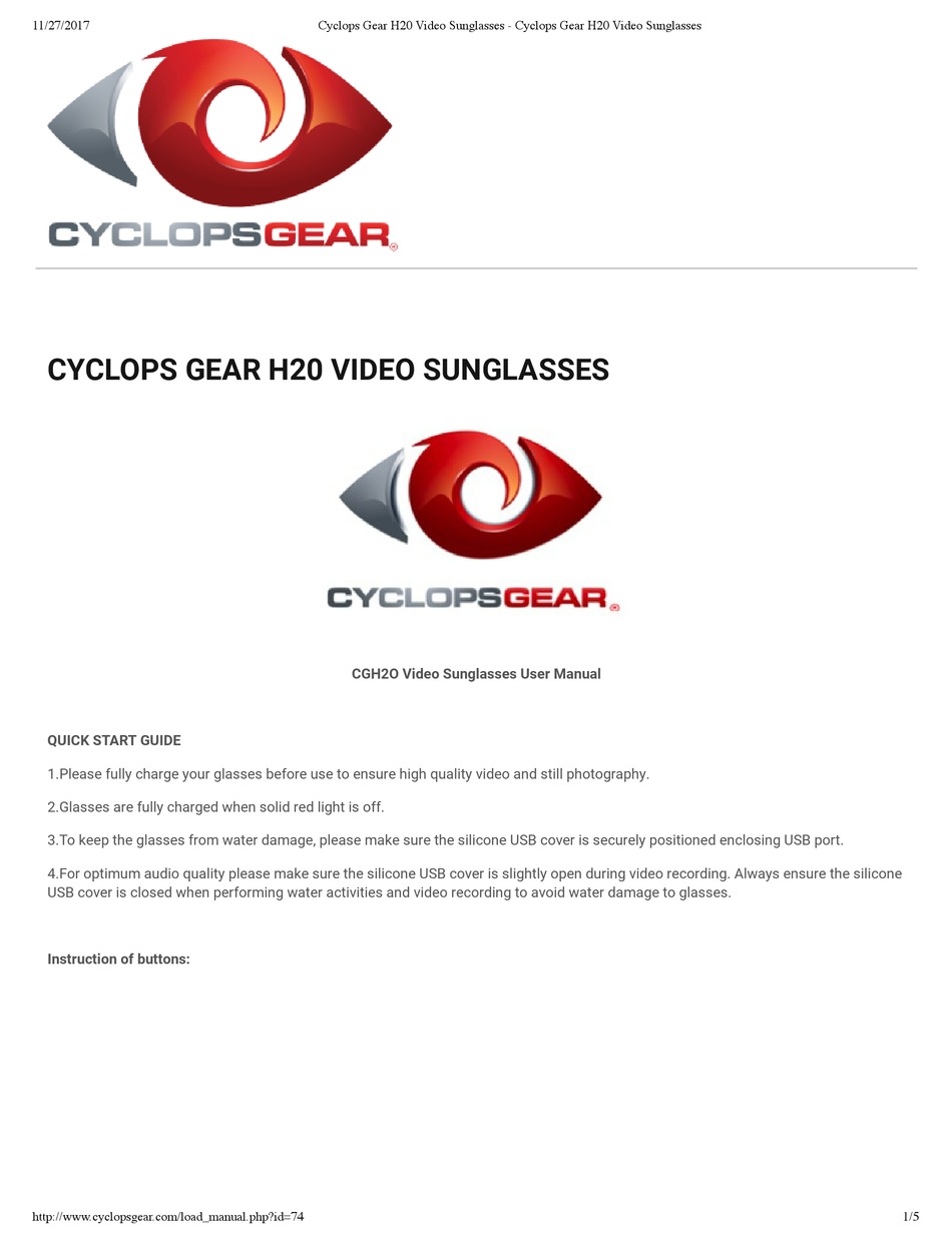 Cyclops Gear H20 Video Sunglasses selling 1080P