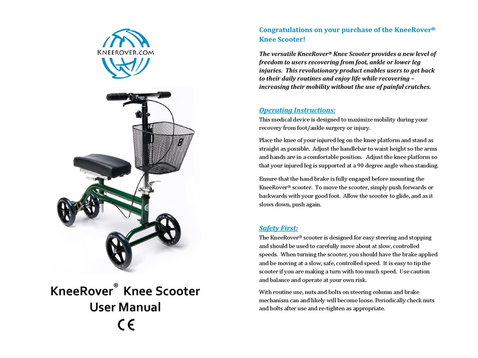KNEEROVER KNEE SCOOTER USER MANUAL Pdf Download ManualsLib