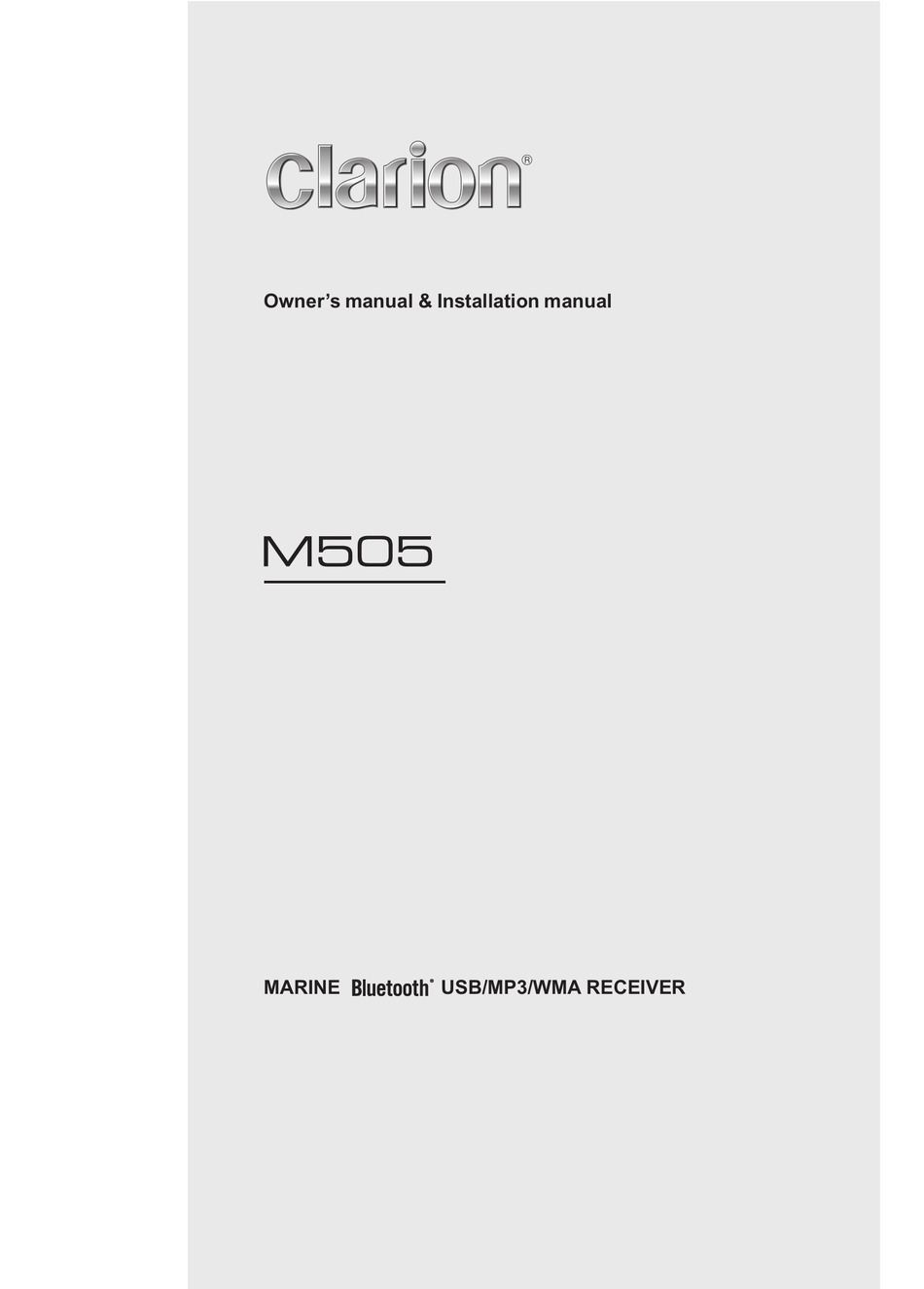 CLARION M505 OWNERS AND INSTALLATION MANUAL Pdf Download | ManualsLib