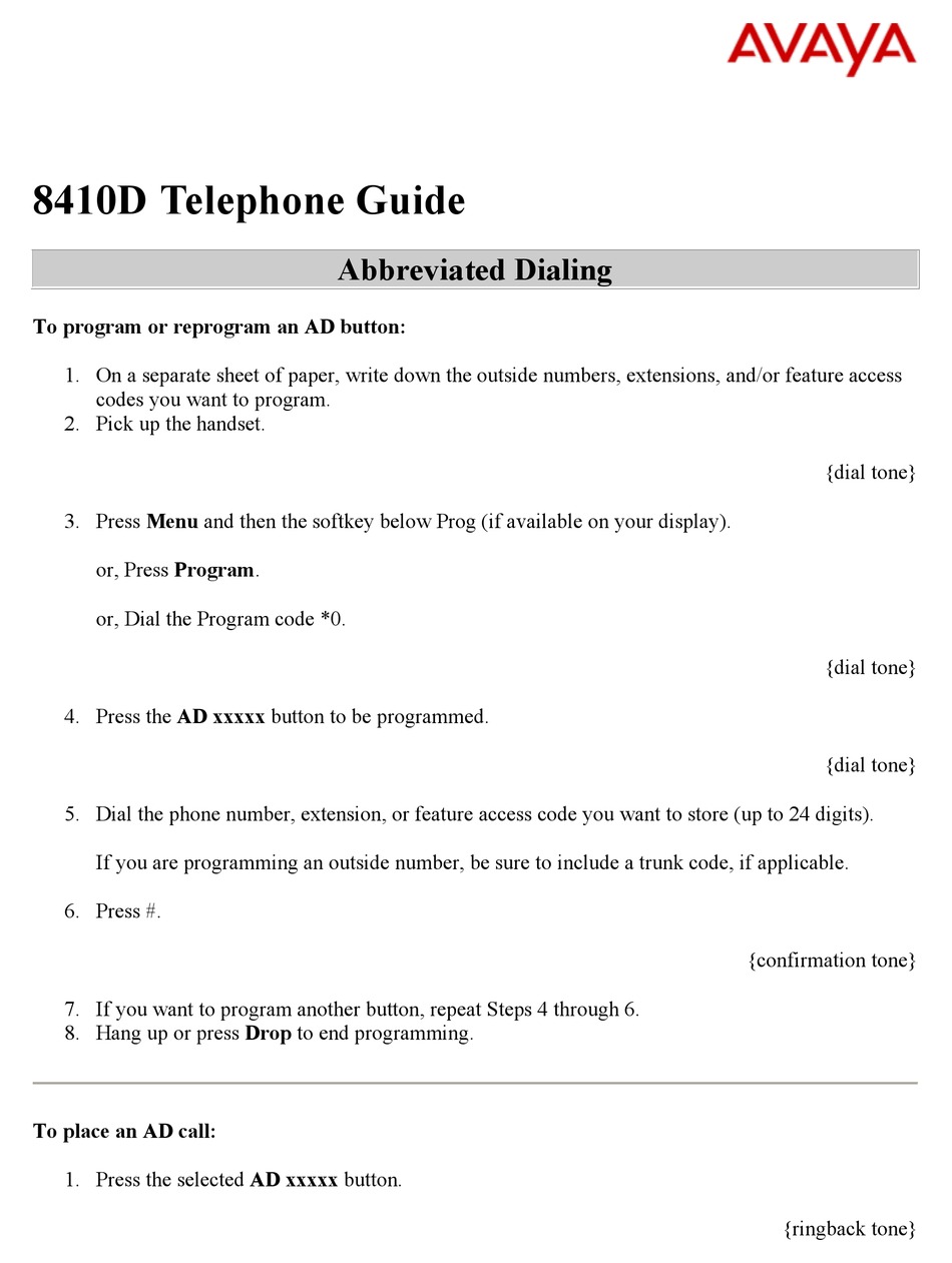 AVAYA 8410D USER MANUAL Pdf Download | ManualsLib