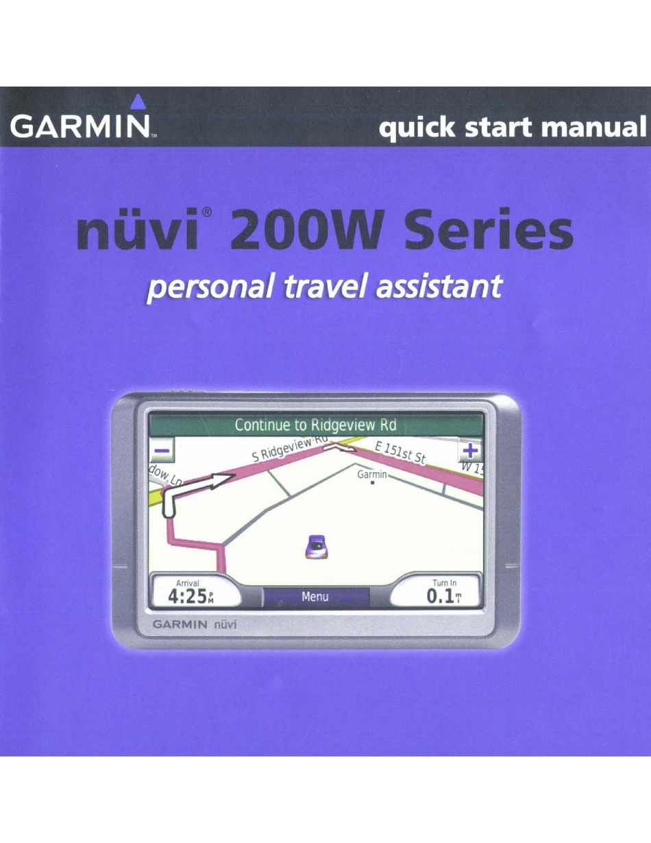 GARMIN NUVI 200W SERIES QUICK START MANUAL Pdf Download | ManualsLib