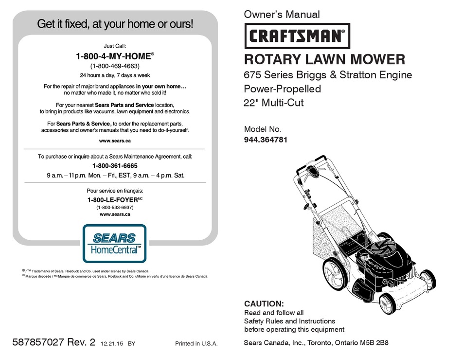 Craftsman ez walk mower manual hot sale