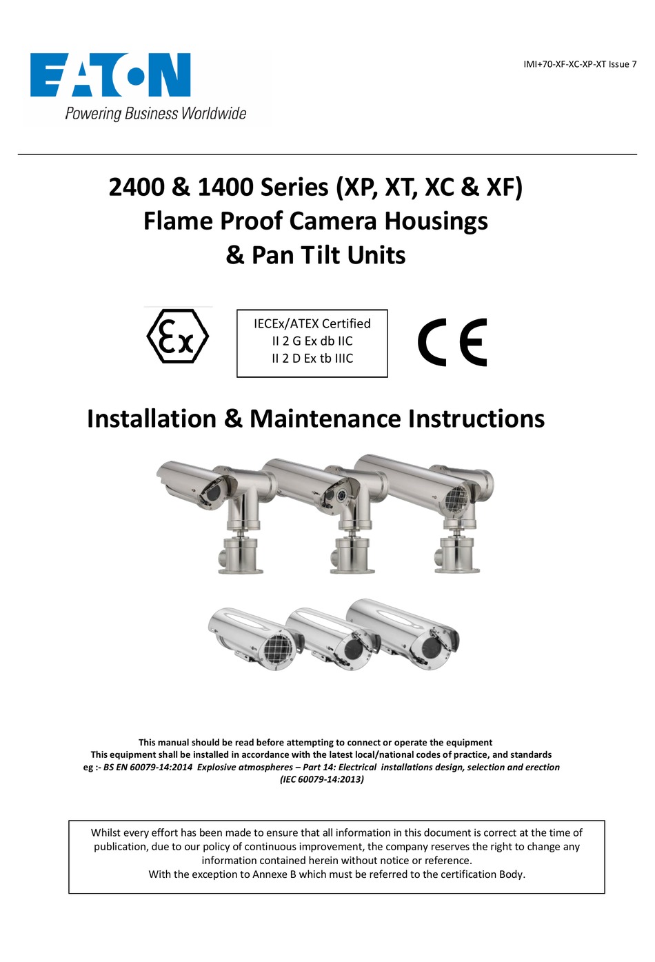 EATON 2400 SERIES INSTALLATION & MAINTENANCE INSTRUCTIONS MANUAL Pdf