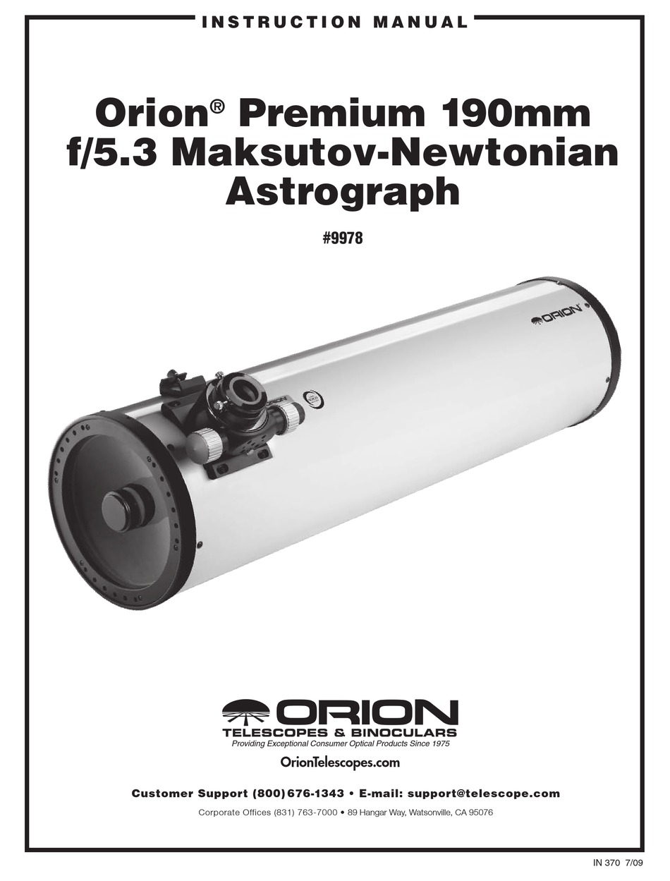 ORION TELESCOPES & BINOCULARS 9978 INSTRUCTION MANUAL Pdf Download
