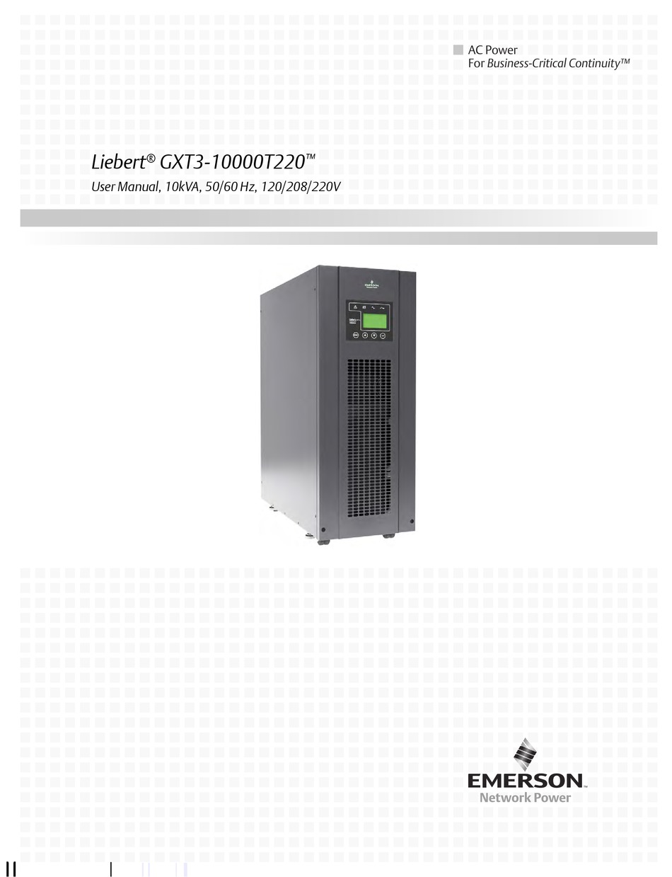 LIEBERT GXT3240TBATTCE USER MANUAL Pdf Download ManualsLib