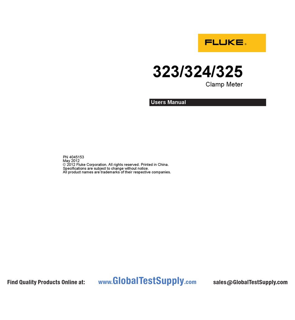 FLUKE 323 USER MANUAL Pdf Download ManualsLib