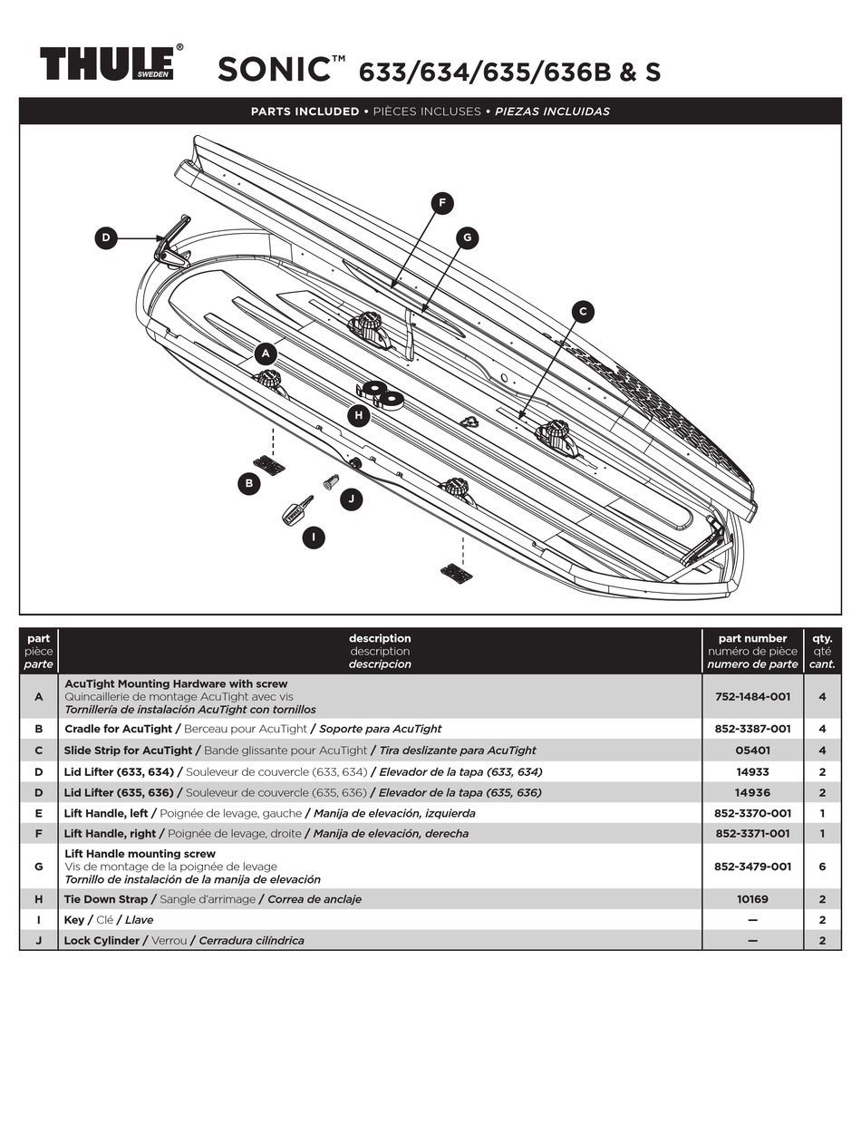 THULE SONIC 633 INSTALLATION INSTRUCTION Pdf Download ManualsLib