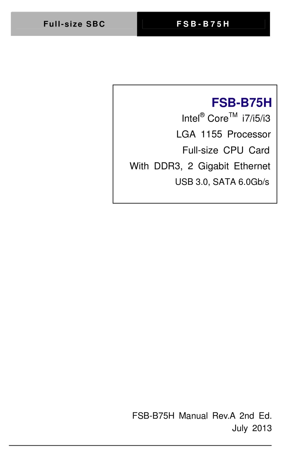 AAEON FSB-B75H USER MANUAL Pdf Download | ManualsLib