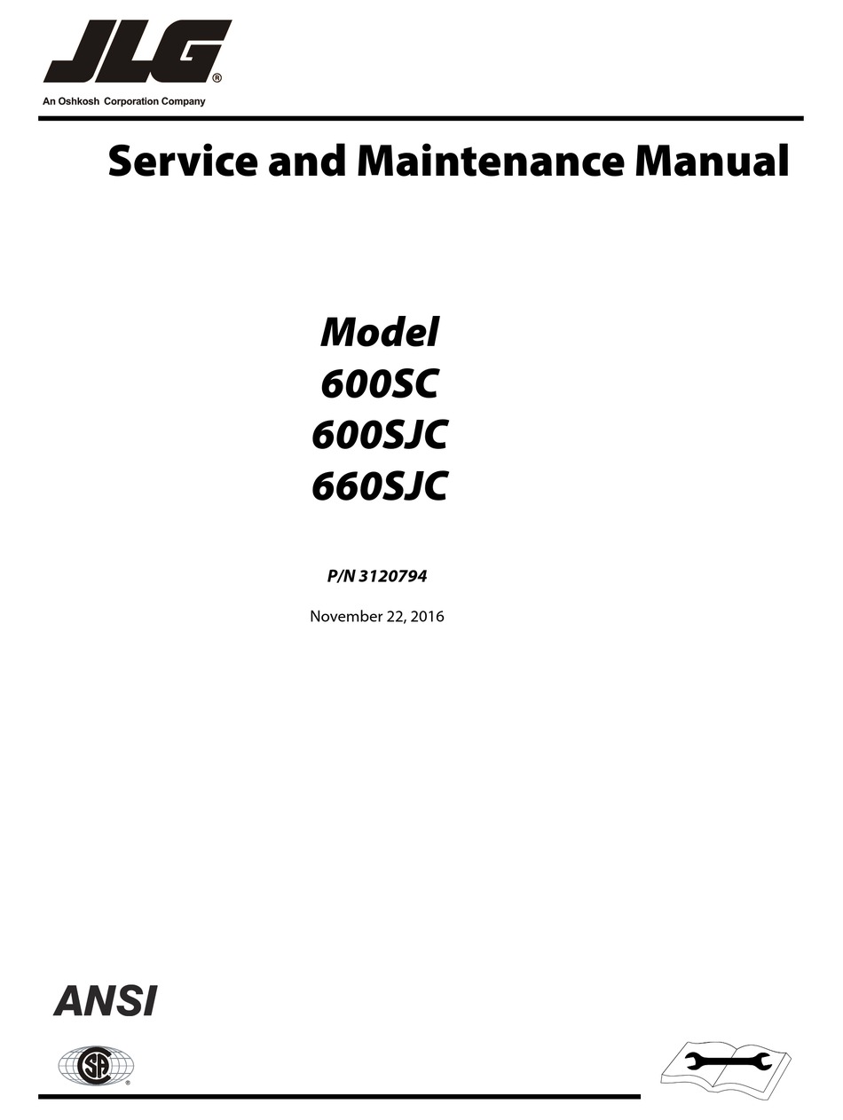 JLG 600SJC SERVICE AND MAINTENANCE MANUAL Pdf Download | ManualsLib