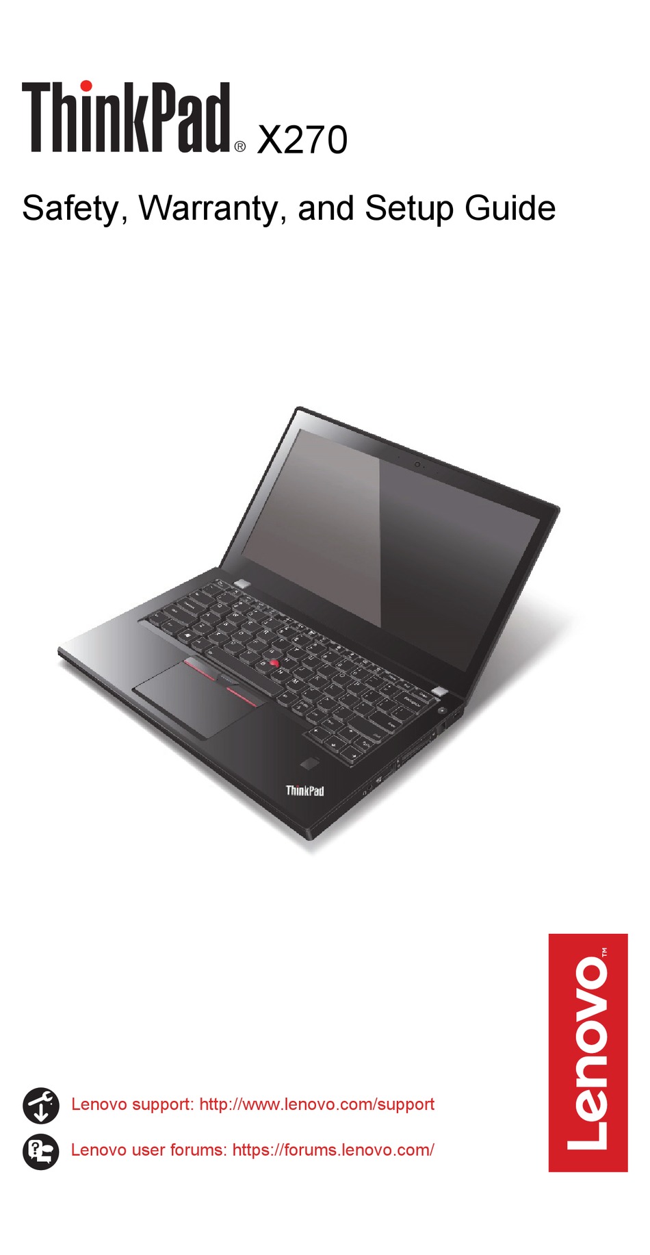 Lenovo Thinkpad X270 Safety Warranty And Setup Manual Pdf Download Manualslib