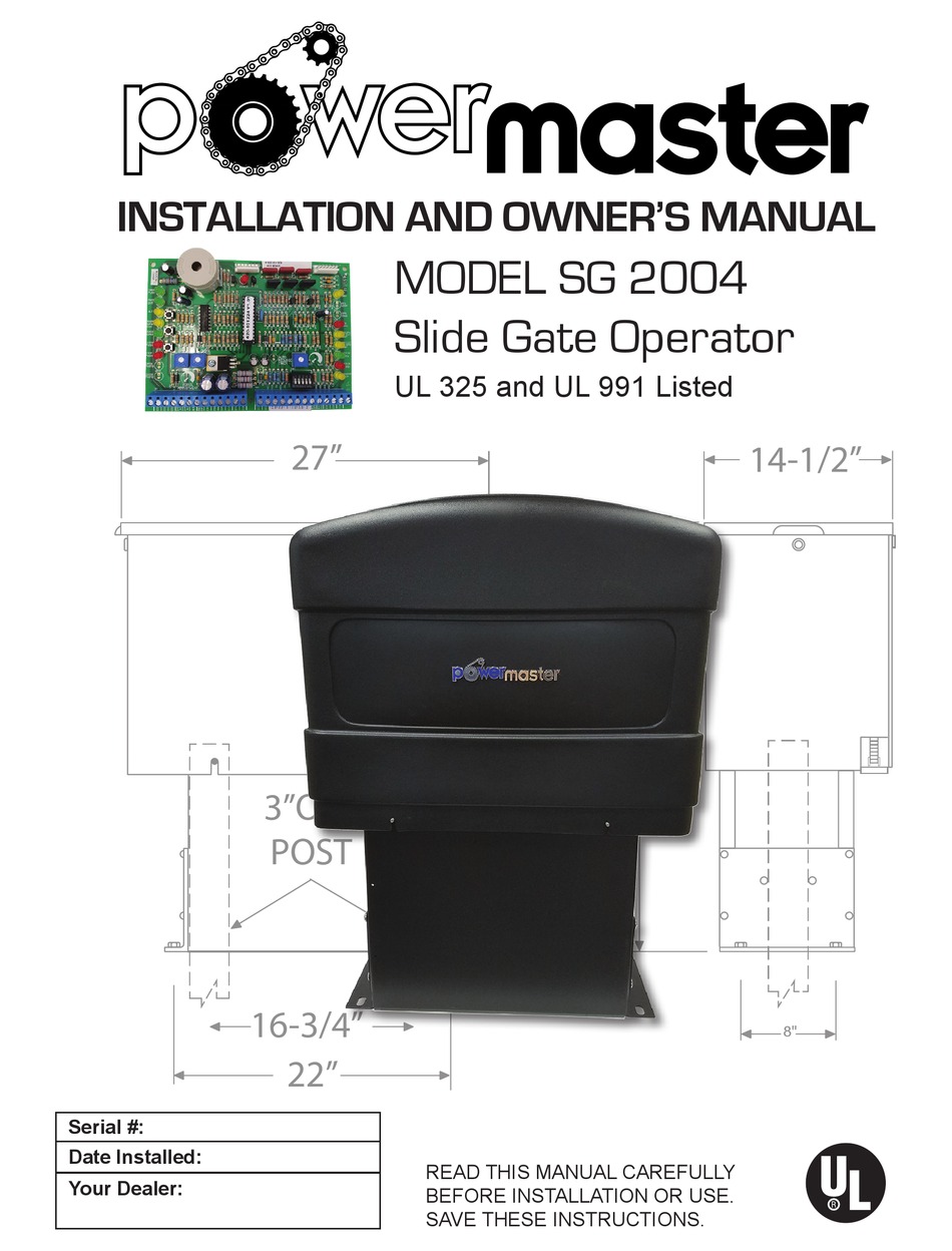 POWERMASTER SG 2004 INSTALLATION AND OWNER'S MANUAL Pdf Download
