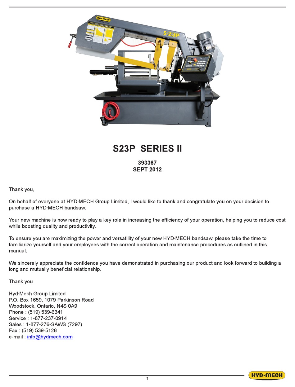 Hyd Mech S23p Series Ii Manual Pdf Download Manualslib