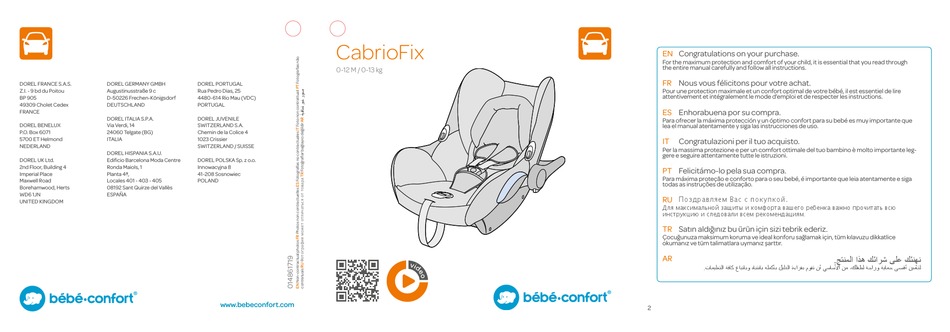 Dikkat Edilmesi Gereken Hususlar Bebe Confort Cabriofix Instructions For Use Warranty Page 45 Manualslib