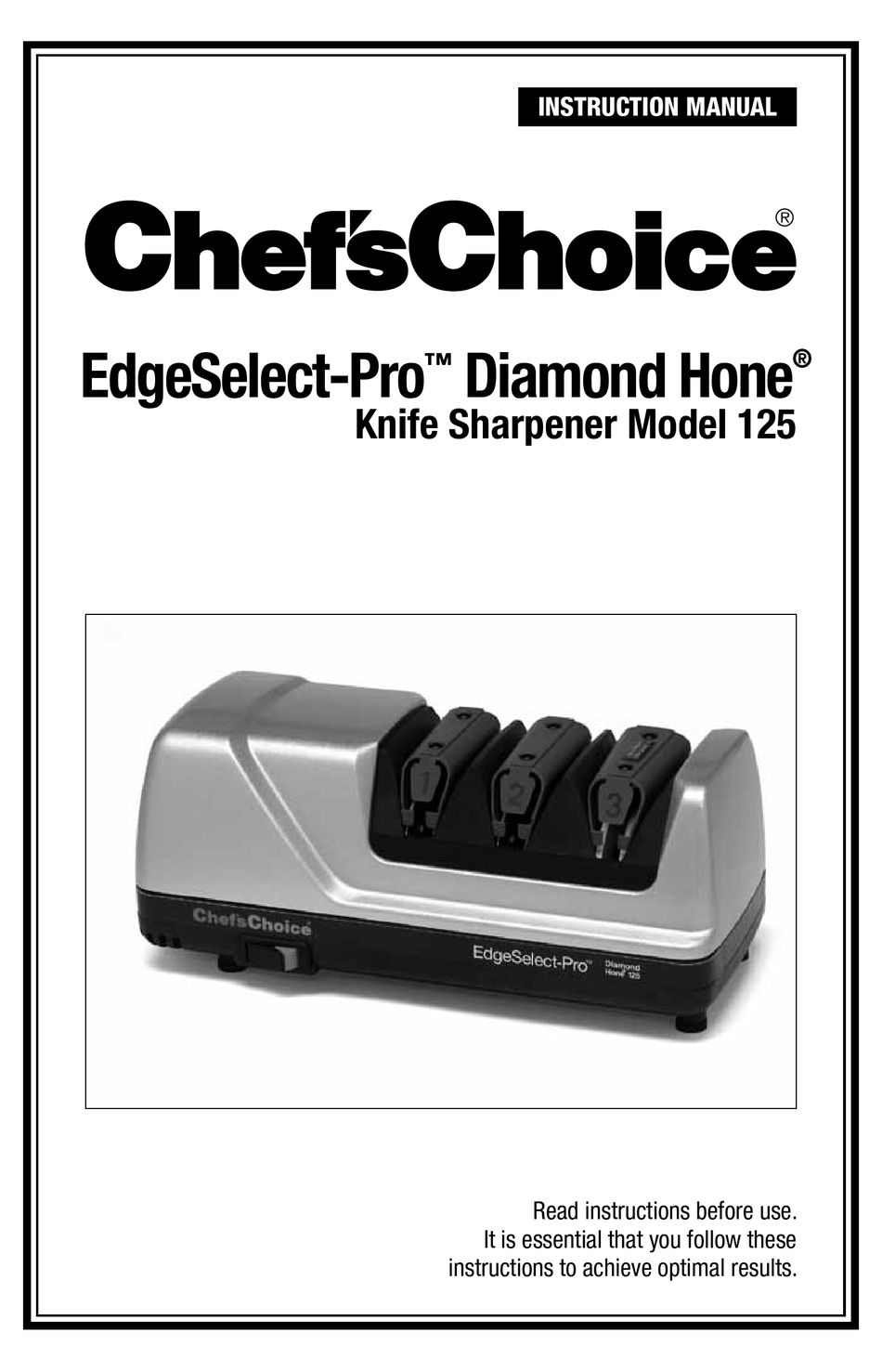 CHEF'S CHOICE TRIZOR XV INSTRUCTIONS FOR USE MANUAL Pdf Download