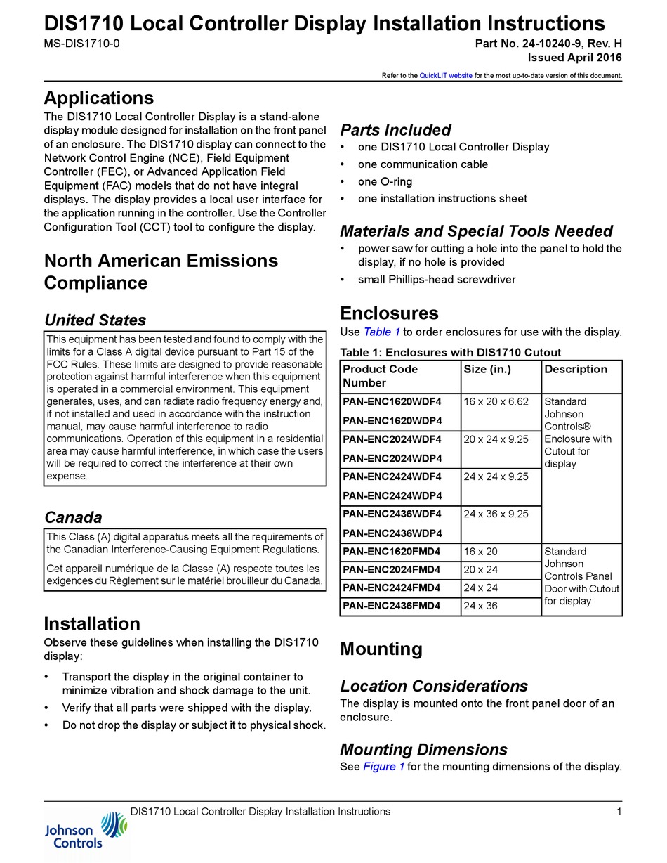 johnson-controls-dis1710-installation-instructions-pdf-download-manualslib