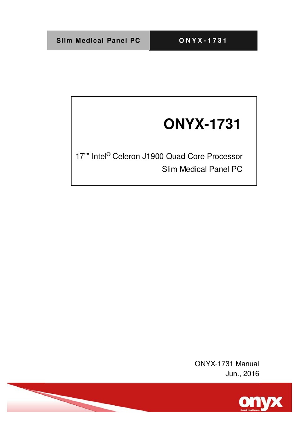 ONYX 1731 MANUAL Pdf Download ManualsLib