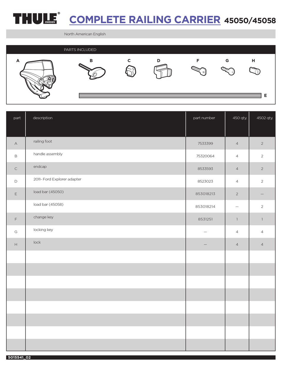 THULE 45050 INSTALLATION INSTRUCTIONS Pdf Download ManualsLib