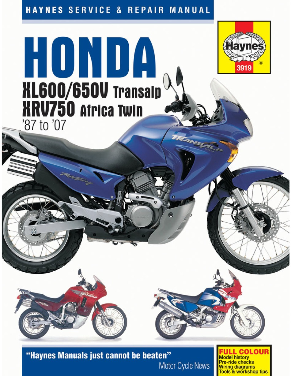 95 T supplément manuel atelier Honda XL600V XLV 600 Shop manual éd 