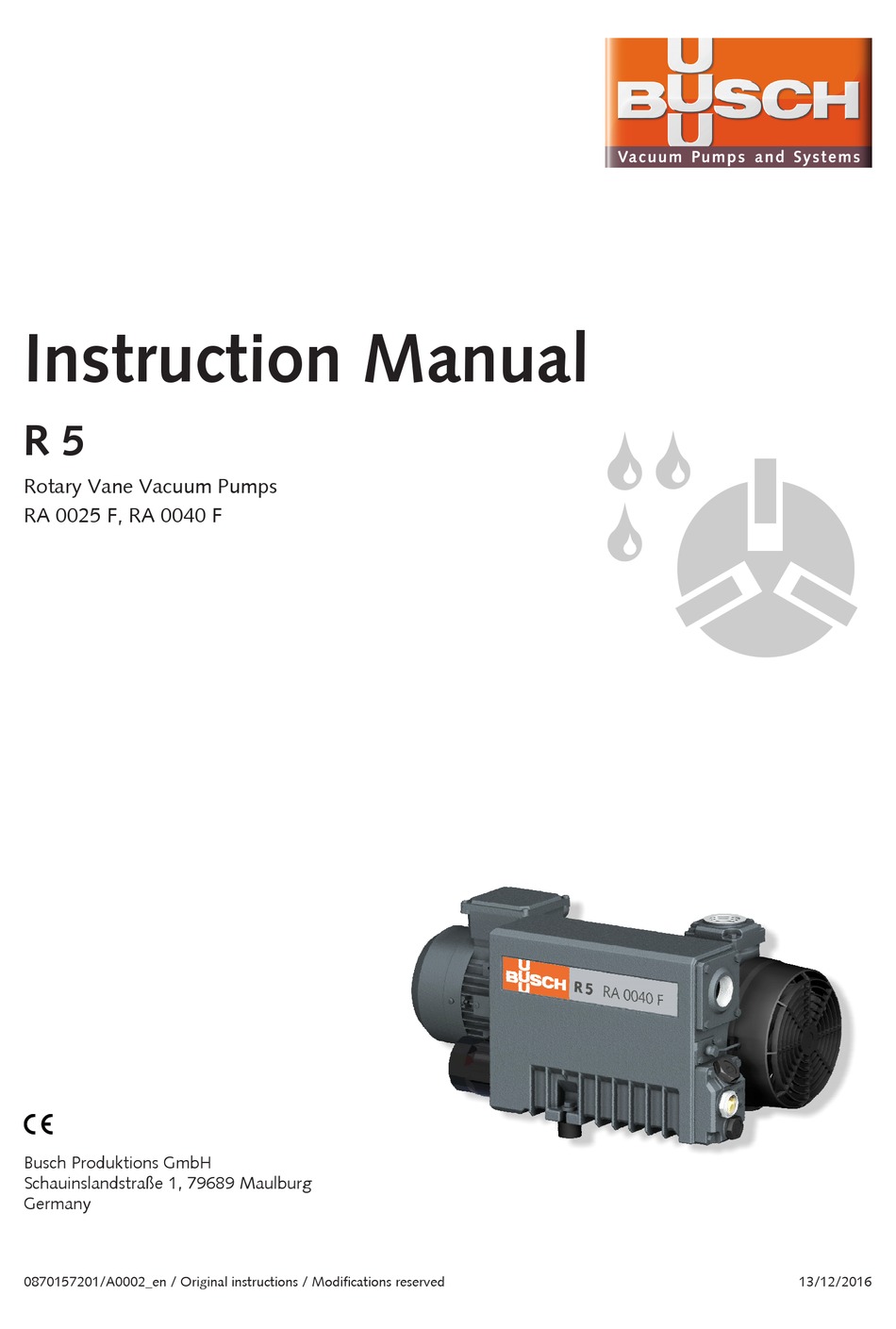 Busch R5 Instruction Manual Pdf Download Manualslib