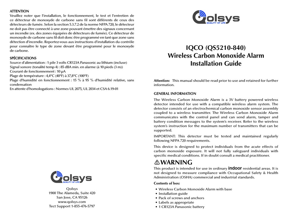 QOLSYS QS5210-840 INSTALLATION MANUAL Pdf Download | ManualsLib