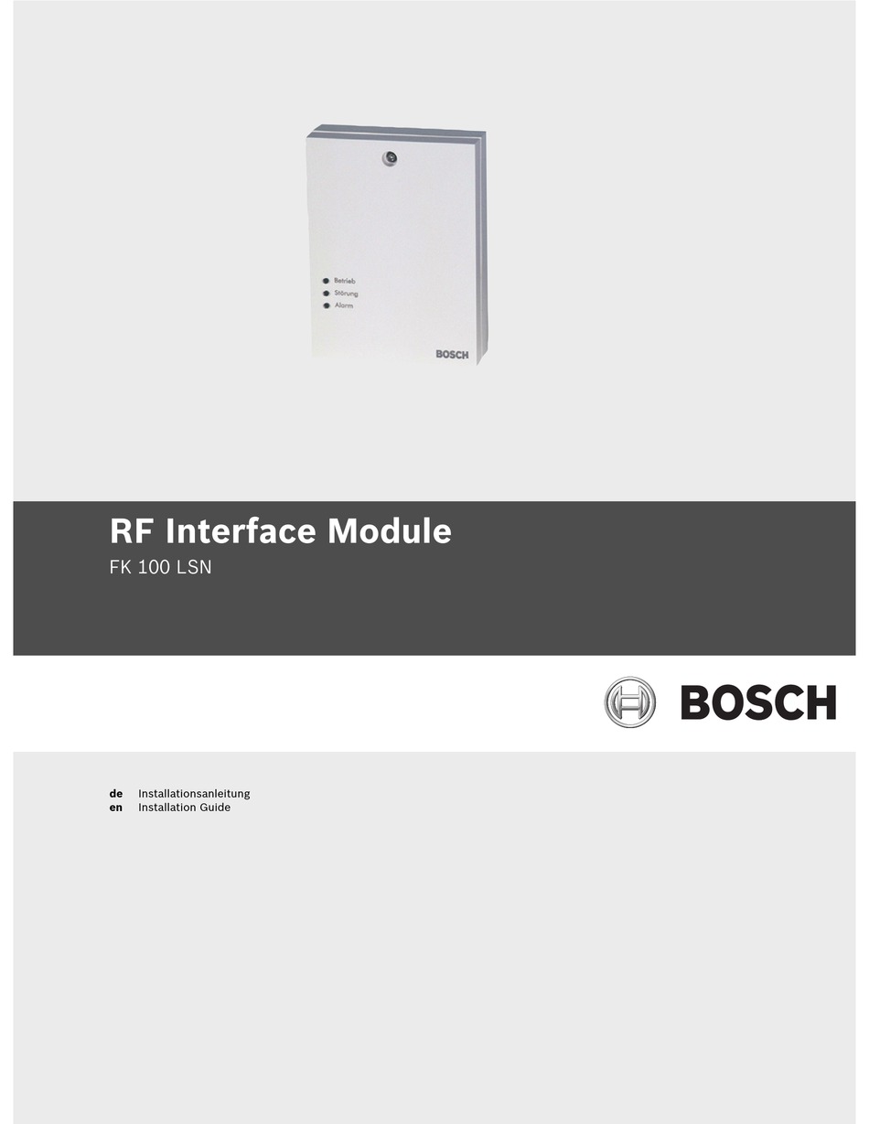 Bosch Fk 100 Lsn Installation Manual Pdf Download Manualslib