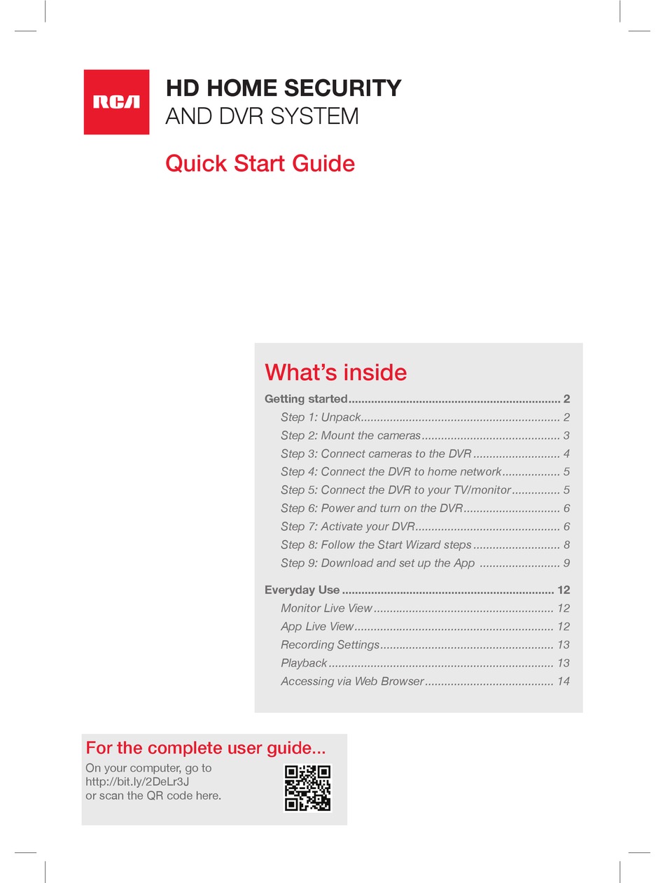 Rca Hskit482 Quick Start Manual Pdf