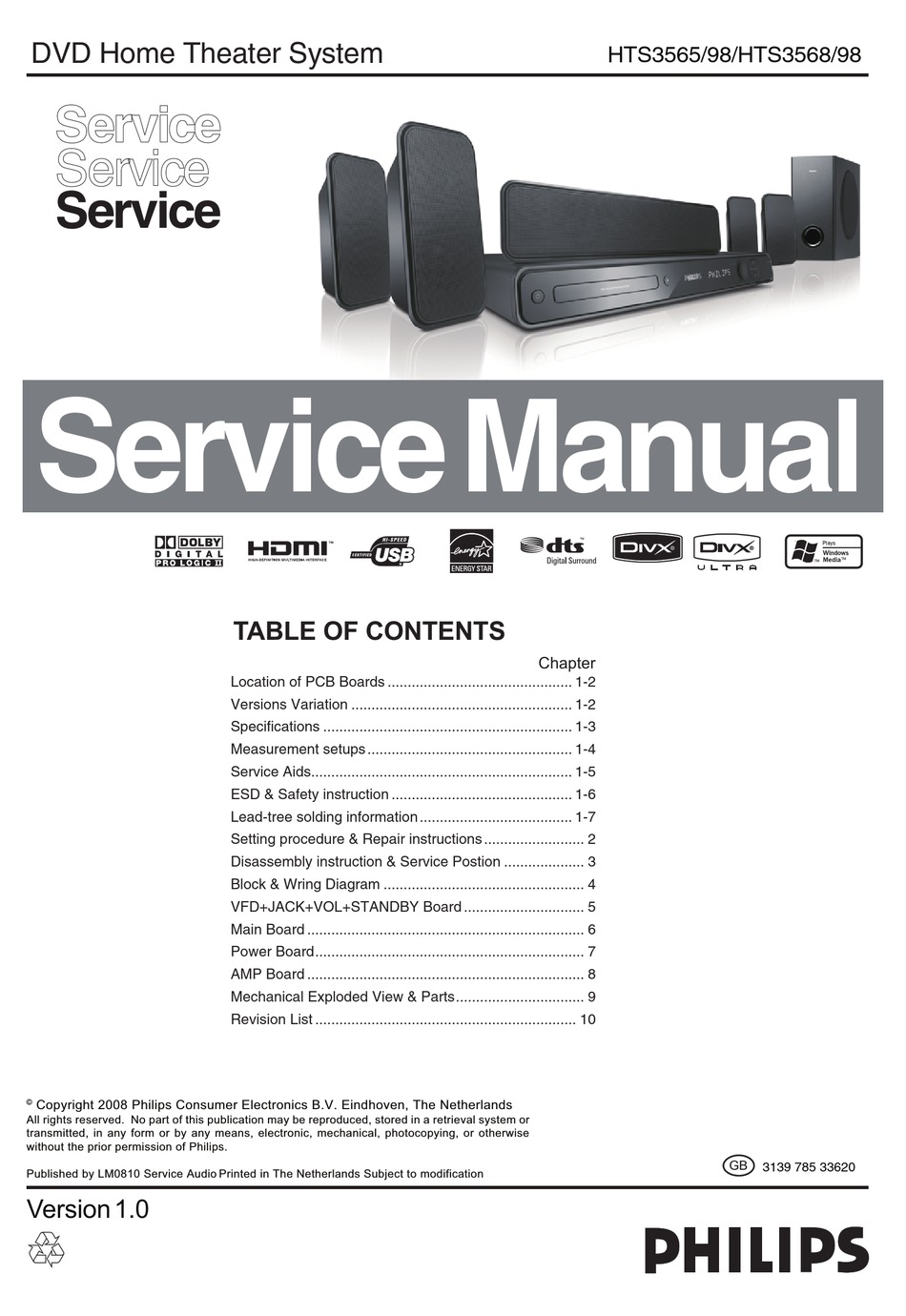 Diagrama/Manual Home Theater Philips HTS3371DF7, 43 OFF