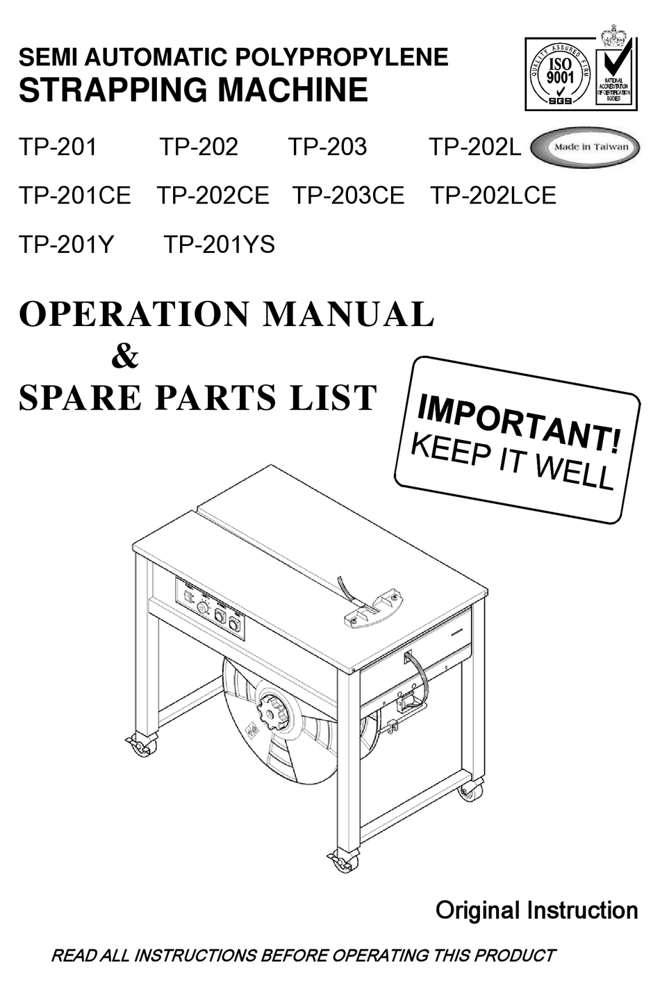 TRANSPAK TP-201 OPERATION MANUAL & SPARE PARTS LIST Pdf Download