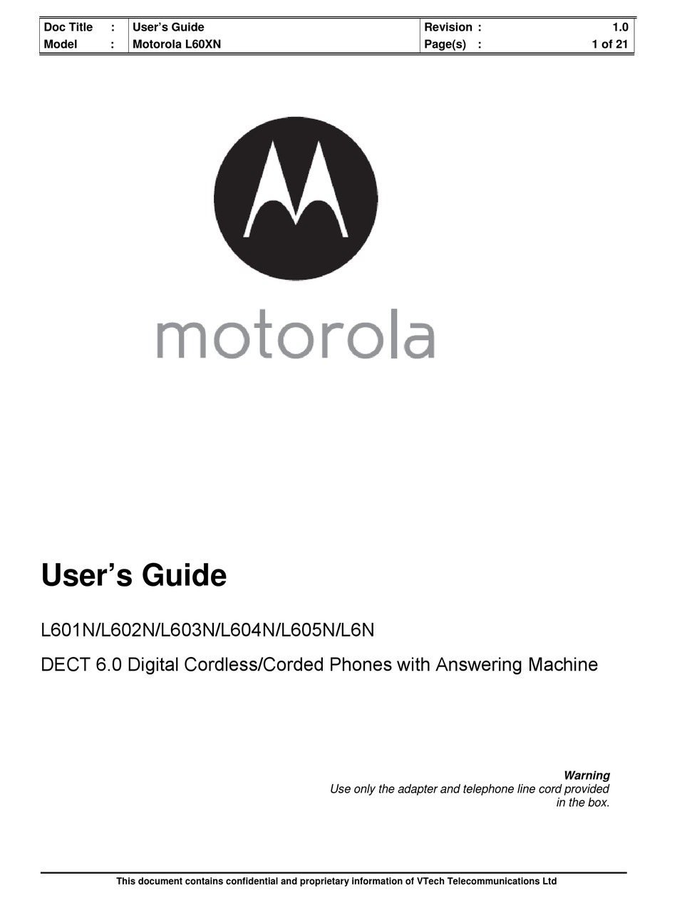 Motorola L704m User Manual