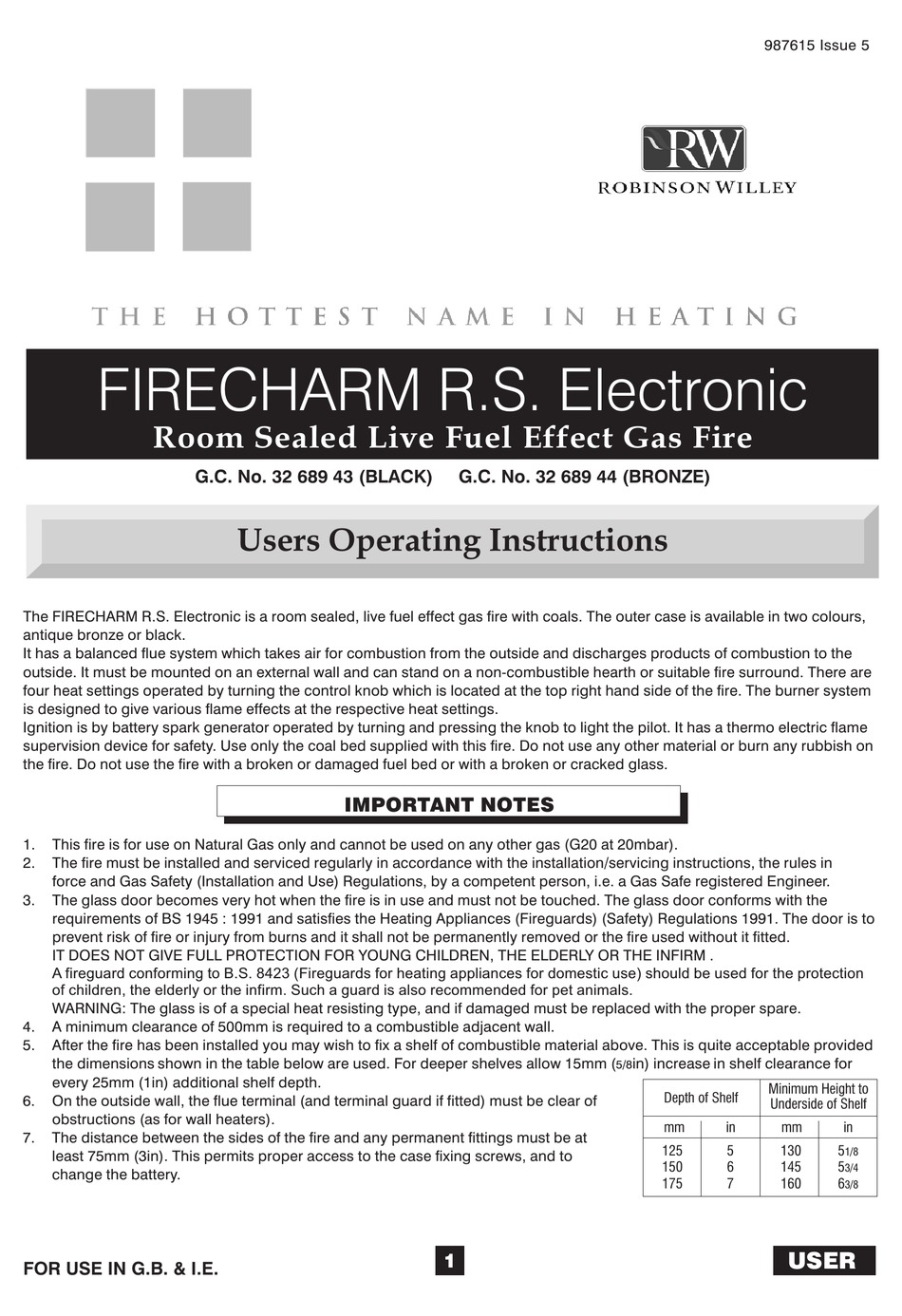 ROBINSON WILLEY 32 689 43 USER OPERATING INSTRUCTIONS Pdf Download |  ManualsLib