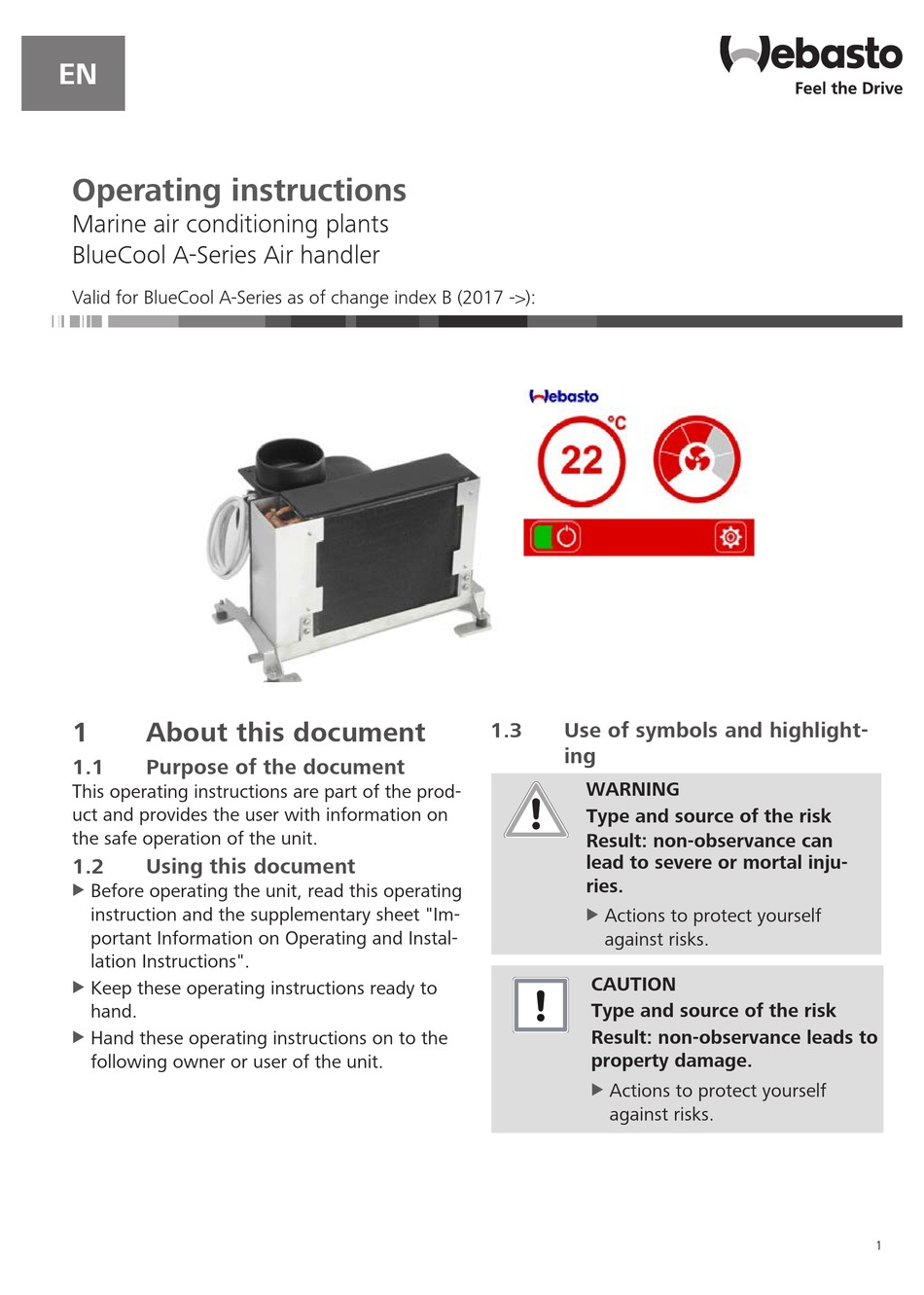WEBASTO BLUECOOL ASERIES OPERATING INSTRUCTIONS MANUAL Pdf Download