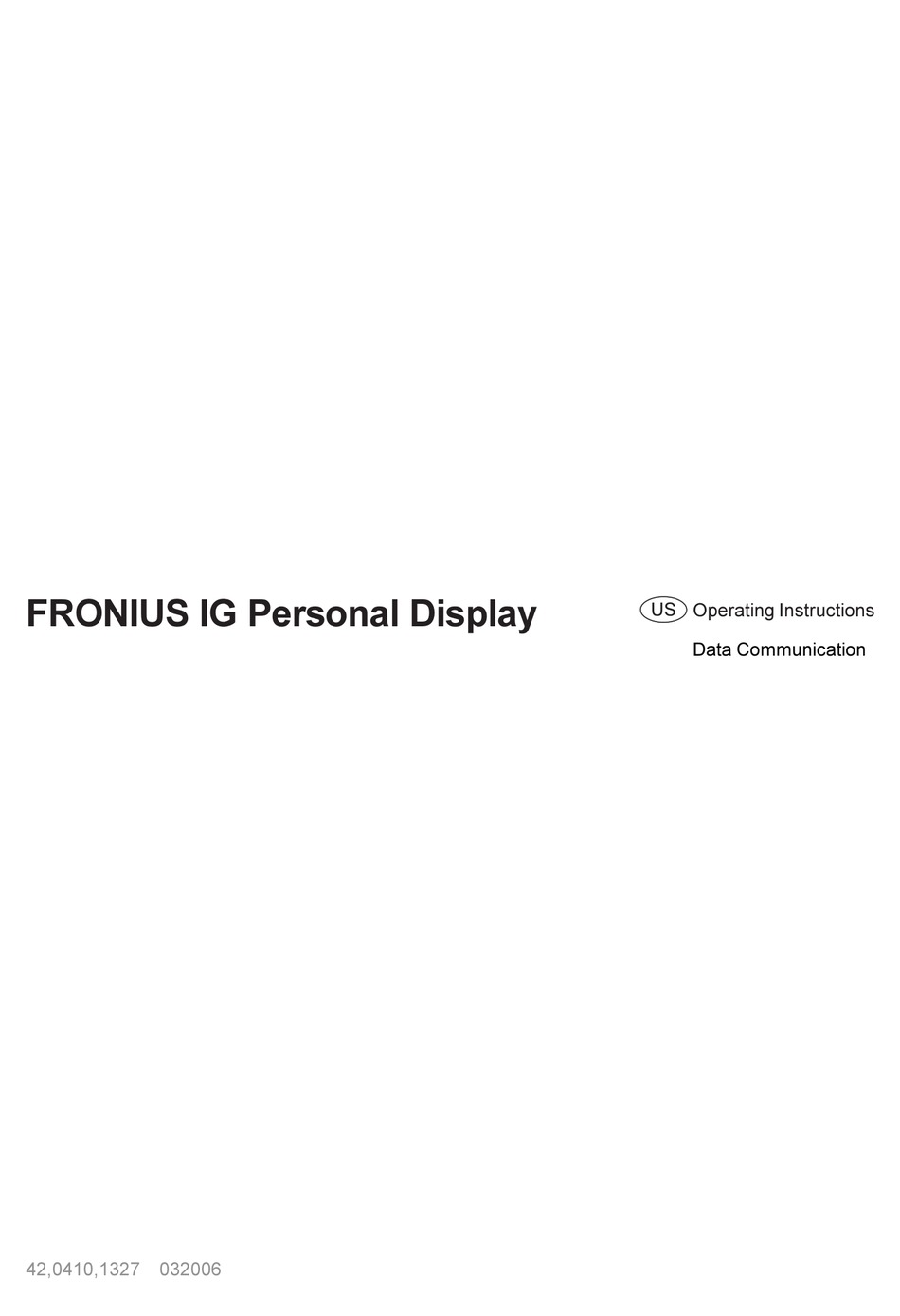 FRONIUS IG OPERATING INSTRUCTIONS MANUAL Pdf Download | ManualsLib