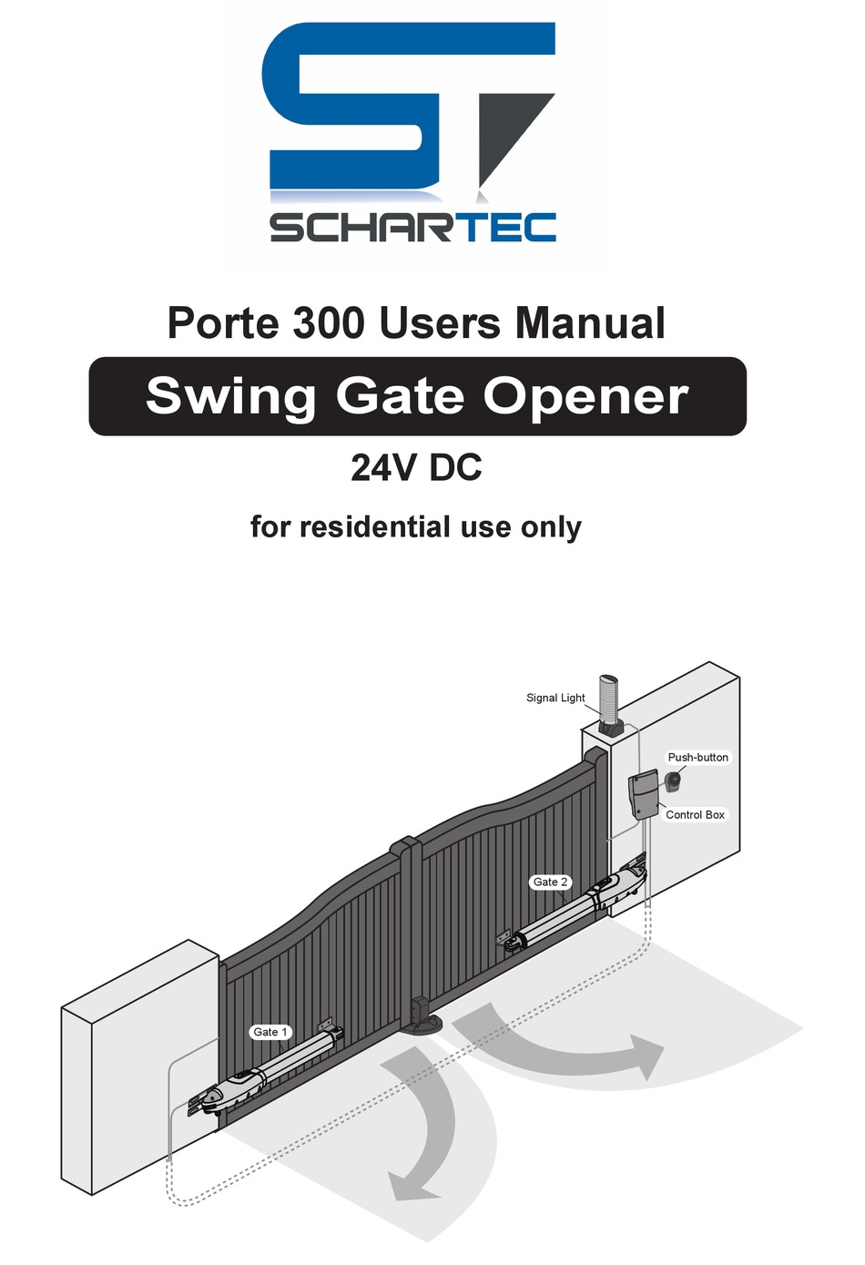 Schartec Porte 300 Swing Gate Opener 3000 N Dual Wing Door Operator Electric Automatic Motors