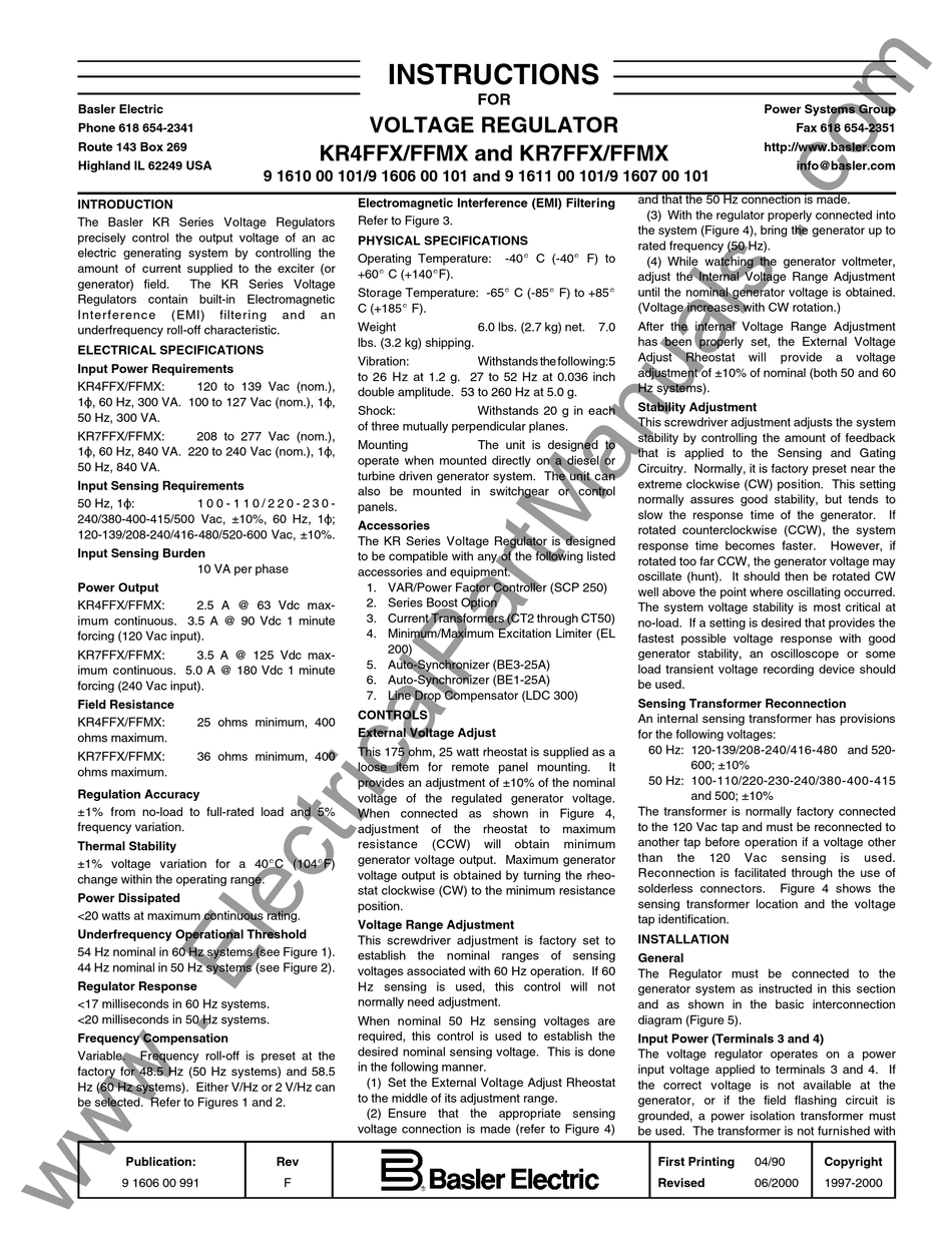 Basler Kr4ffx Instructions Pdf Download Manualslib