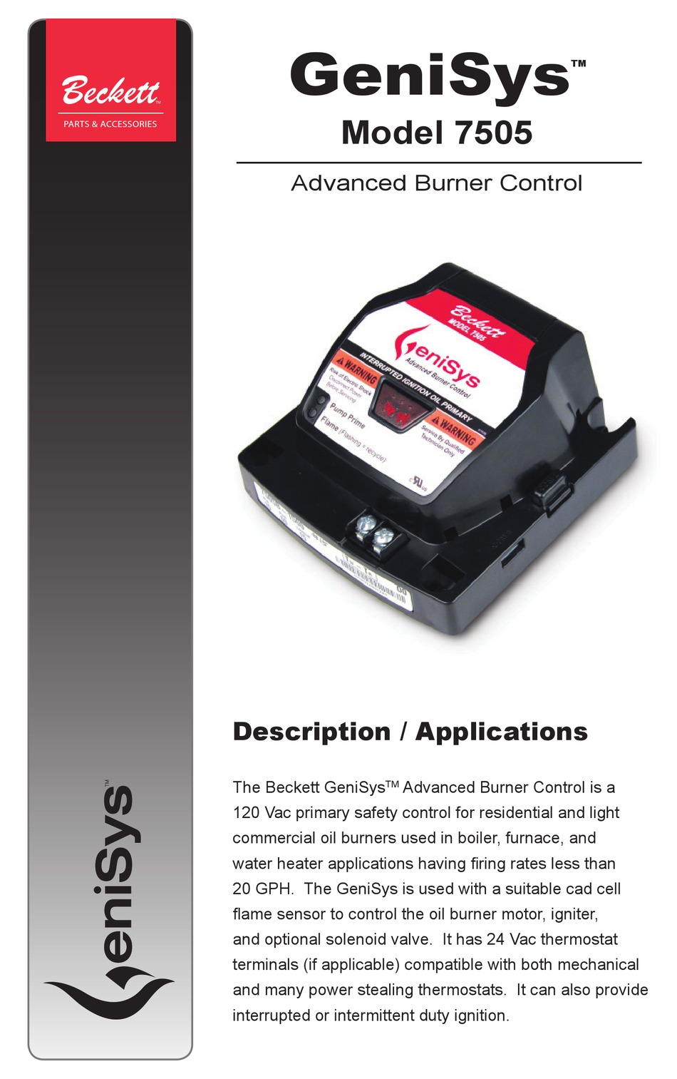 BECKETT GENISYS 7505A DESCRIPTION / APPLICATIONS Pdf Download ManualsLib
