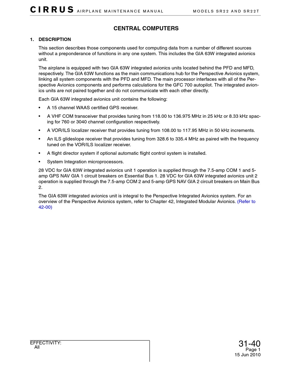 CIRRUS SR22 MAINTENANCE MANUAL Pdf Download ManualsLib