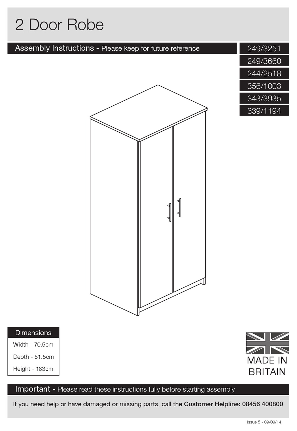 ARGOS 2 DOOR ROBE ASSEMBLY INSTRUCTIONS MANUAL Pdf Download ManualsLib