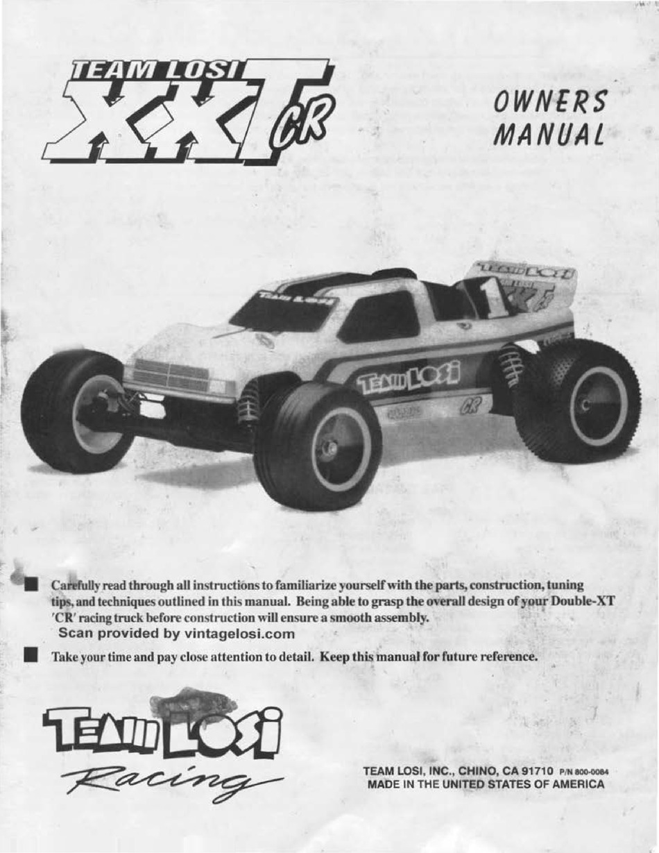 TEAM LOSI XXT CR OWNER'S MANUAL Pdf Download | ManualsLib