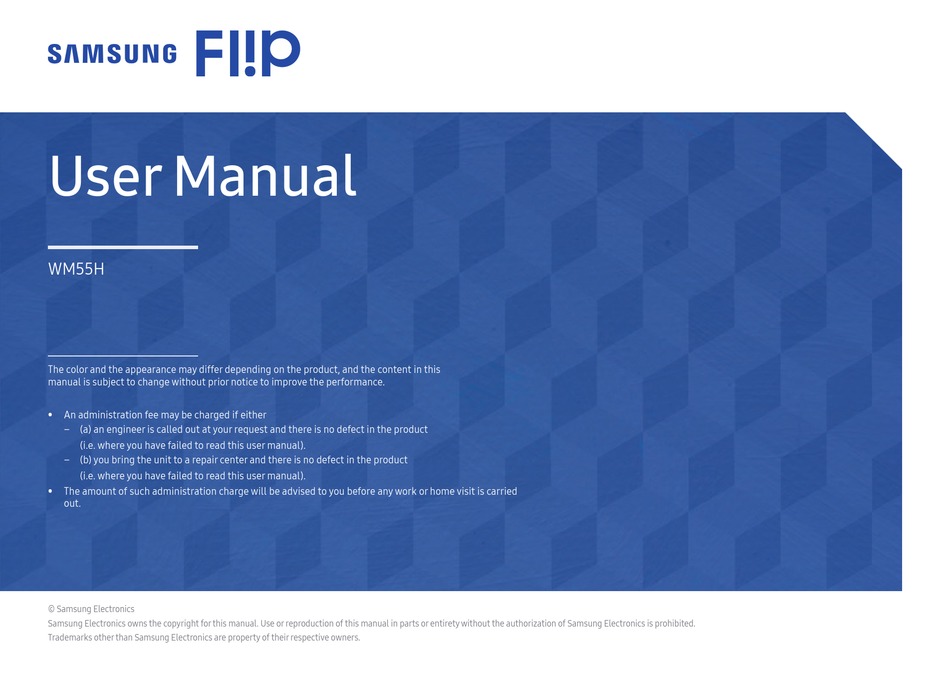 Samsung Flip Wm55h User Manual Pdf Download Manualslib