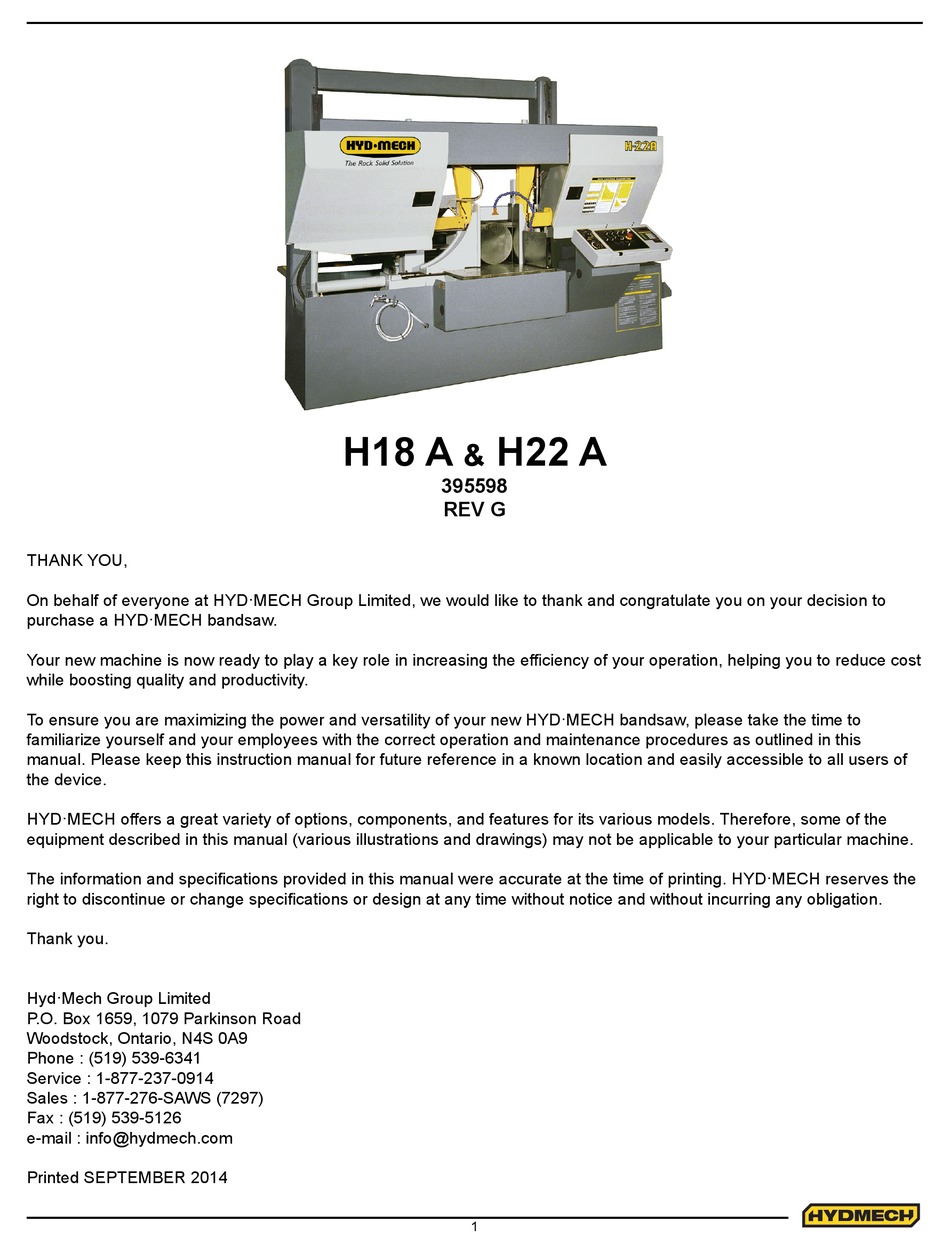 Hyd Mech H18 A Manual Pdf Download Manualslib