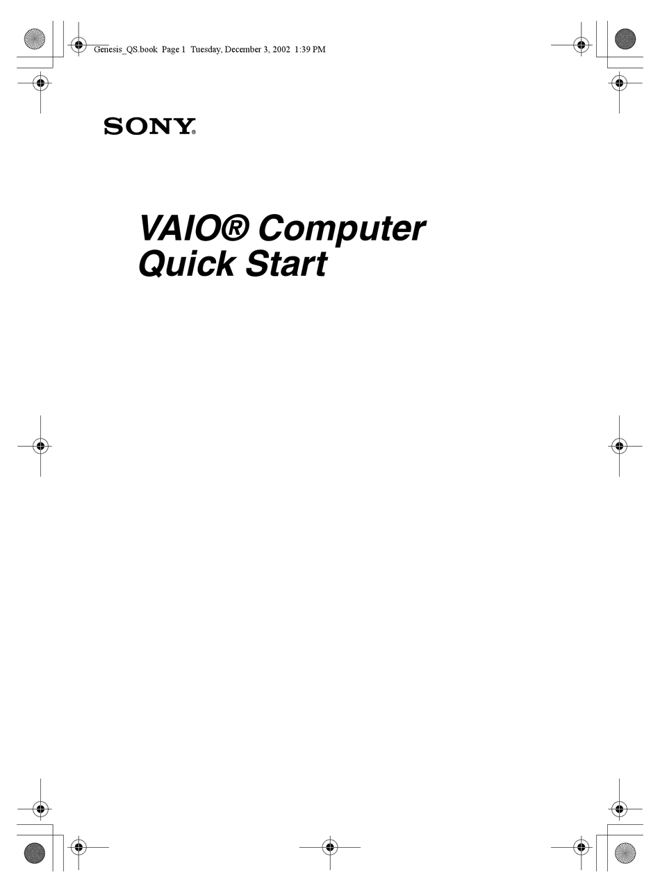 SONY VAIO PCV2200 QUICK START MANUAL Pdf Download ManualsLib