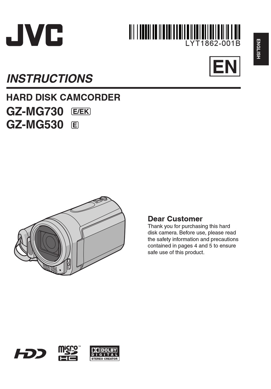 Jvc Gz Mg730 Instructions Manual Pdf Download Manualslib