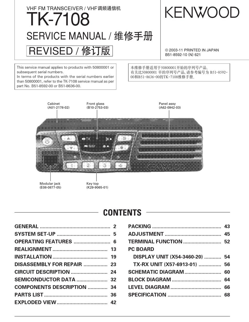 Kenwood Tk 7108 Service Manual Pdf Download Manualslib